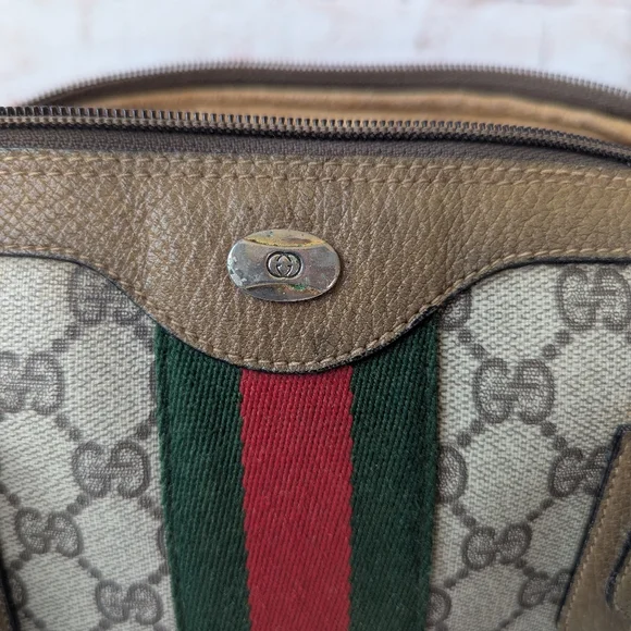 Gucci Beige and Green Satchel Bag - Picture 16 of 16